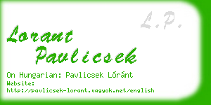 lorant pavlicsek business card