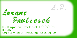 lorant pavlicsek business card